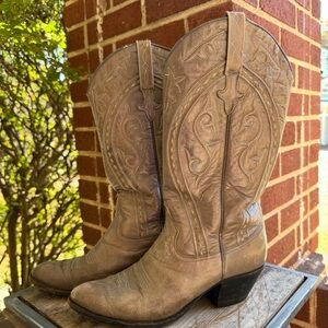 Vintage Dan Post Taupe Cowboy Boots Women’s Size 6.5